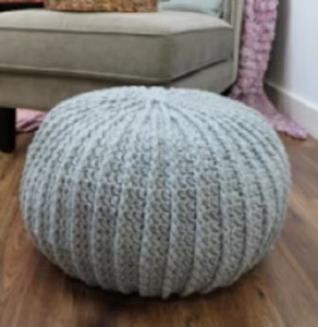 Modern Crochet Pouf Ottoman Purple Fabric Soft Round <b>Stool</b> Living Room Furniture Home Decor Scandinavian Style - Product Image 4