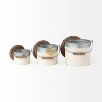 Buy Metal Sugar Coffee and Tea Tin Jar Container Candy Sealed Cans Storage Box With Handle Set of 3 Galvanized Jars Unique Style
