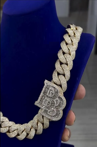 Luxury 925 Silver <b>Iced</b> <b>Out</b> Cuban Link <b>Chain</b> Custom Initial Connectors Diamond Hip Hop Necklace Micro Pave Bling Jewelry Gift - Product Image 3