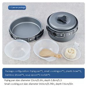Ensemble de casseroles de camping en plein air pour 1 à 3 personnes, pliable, accessoires pour pique-nique et barbecue - Product Image 6