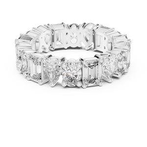 Anillo de Eternidad de Moissanita en Oro Blanco con Formas Mixtas y Engaste de Garras, Clásico Anillo de Boda para Mujer - Product Image 1