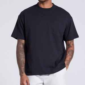 Camiseta Deportiva Americana de Gran Tamaño para Hombre, Camiseta de Algodón de Manga Corta para Hombre, Simple, Informal, Holgada, Personalizable, Negra - Product Image 5