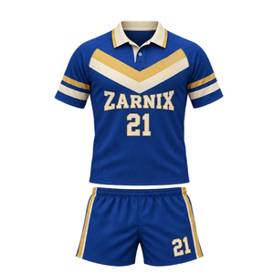 Ensemble de maillot et short de football unisexe, col polo, sublimation Chevron, respirant, anti-transpiration, écologique, séchage rapide, personnalisable - Product Image 1
