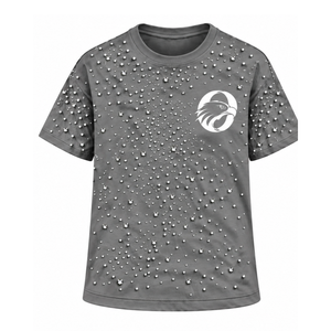 Camiseta unisex gris con cuentas de perlas, moderna, de manga corta, cuello redondo, decorada con perlas, para atuendos casuales y uso diario. - Product Image 1