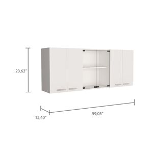 Armadio da Cucina Bianco Superiore 150 con Vetro, Quattro Ripiani Interni e Due Ante Doppie - Product Image 4