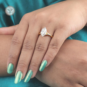 Bague de fiançailles et de mariage en diamant de laboratoire taille marquise certifié IGI, 2,50 carats, or jaune 14 carats, cadeau de fête, bijoux - Product Image 2