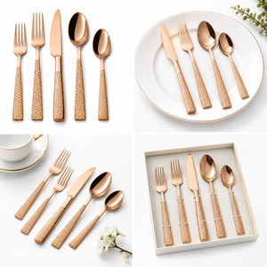 Ensemble de couverts de luxe en acier inoxydable rose doré, finition miroir, cuillère, fourchette, couteau, vaisselle, décoration de table pour mariage et hôtel - Product Image 4