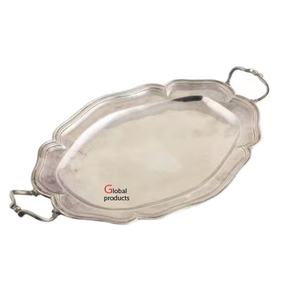 Nouveau plateau de service en acier inoxydable finition argentée artisanal pour hôtel, restaurant et bar - Product Image 1