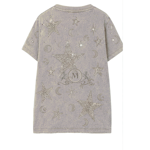 Camiseta Personalizada para Hombre con Logotipo Frontal en Pedrería y Estampado Brillante, 100% Algodón Grueso, Transpirable, Casual y a la Moda - Product Image 6