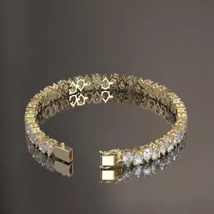 New Round Shape Moissanite Diamond Bracelet Bezel Setting 18K Yellow Gold Diamond Bracelet <b>for</b> Both <b>Men</b> and Women - Product Image 3
