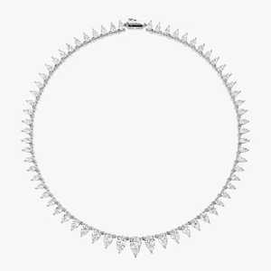 Collar de tenis con diamantes en forma de pera, oro macizo de 18 quilates, collar de boda chapado en oro de lujo - Product Image 3