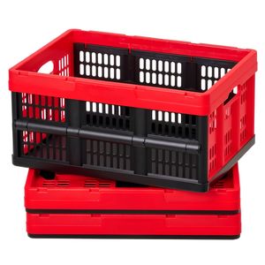 32L Plastic <b>Collapsible</b> <b>Storage</b> Bins 3-Pack Stackable Folding <b>Storage</b> Crates with Handles Holds 26 Lbs Per Bin Foldable He - Product Image 1