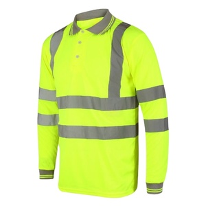 Hi Vis Polo Shirts Customizable Polyester Workwear with Reflective <b>Tape</b> Safety Vest Mesh Feature Waterproof Top <b>Security</b> Work - Product Image 1