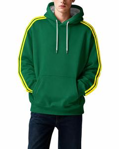 Sweat-shirt à capuche unisexe écologique surdimensionné avec rayures vertes, pull décontracté à capuche, couleur unie, design avec poche, vêtements d'hiver - Product Image 4