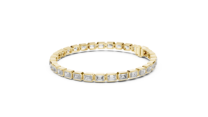 Timeless Round Cut <b>Gemstone</b> Line <b>Bracelet</b> in Yellow Gold - Product Image 1