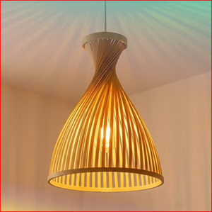 Abat-jour suspendu en rotin fait main ROLL STICK LAMP, style rustique, couleur beige, pour la décoration de salle à manger - Product Image 6