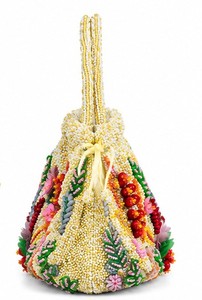 Bolso de Noche con Cuentas y Diseño Floral Hecho a Mano, Correa de Hombro, Elegante Regalo de Boda, de Algodón con Cierre Magnético para Fiestas - Product Image 3