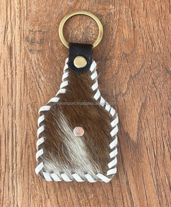 Porte-clés en cuir de vachette de qualité supérieure, fabriqué à la main pour la durabilité et le style occidental Porte-clés en cuir véritable Concho turquoise - Product Image 6