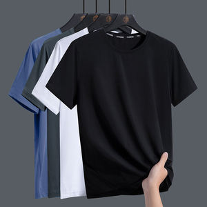 เสื้อยืดคอกลมแขนสั้นผู้ชาย สีพื้น ซับเหงื่อ ระบายอากาศ แห้งเร็ว ผ้าฝ้าย 100% ทรงเข้ารูป รับสกรีนโลโก้ มีสินค้าพร้อมส่ง - Product Image 1
