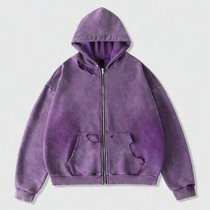 Sudadera con capucha de algodón grueso estilo vintage con cremallera, de fabricante OEM, para streetwear, con logo personalizado - Product Image 6