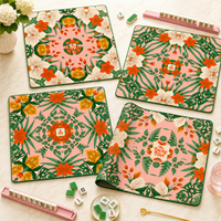 Tapis de jeu de mahjong américain pliable, moderne, doux et antidérapant, collection Original Design Tropical Orchid Bloom, 33x33 pouces