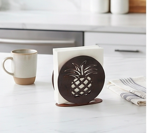 Porte-serviettes de table en acier inoxydable en forme d'ananas, design rond en forme de fruit, parfait pour les tables à manger et la décoration de cuisine - Product Image 2