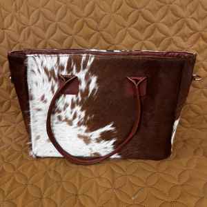 Sac fourre-tout en cuir véritable à poils, style western, pour femme, sac à bandoulière grande capacité avec fermeture éclair, sac de shopping tendance LHTB-0057B - Product Image 3