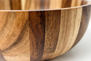 Bol en bois d'acacia sculpté, poli à la main, écologique, avec poignée, brun naturel, rond, pour servir en cuisine - Product Image 6