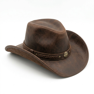 Sombreros para Hombre, Sombrero de Cuero Negro Oscuro, Sombreros Vaqueros de Moda, Venta al por Mayor, Hechos a Medida en Pakistán - Product Image 4