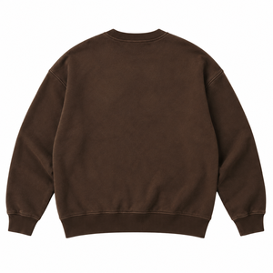 Custom Unisex Chocolate <b>Brown</b> Oversized Crewneck Sweatshirt Vintage Washed Heavyweight <b>Fleece</b> Tonal 3D Embroidered Logo Private - Product Image 3