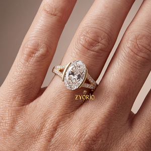 Bague de fiançailles élégante en diamant de laboratoire taille ovale, sertie griffes, en argent 925 – Bijou de mariée sophistiqué pour mariage et anniversaire - Product Image 6