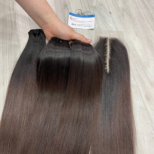 ผมต่อแบบตรงกระดูกของ Sdd ผมตรงเป็นมัดและลูกไม้ที่ปิดผมต่อสี - Product Image 3