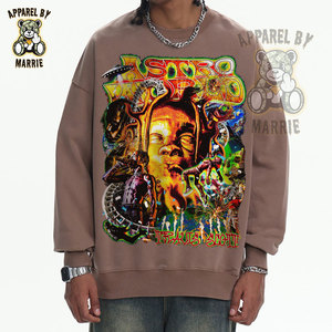 Sudadera de algodón de primera calidad para hombre, estilo urbano, personalizada con logotipo impreso, corte regular, cuello redondo. - Product Image 2