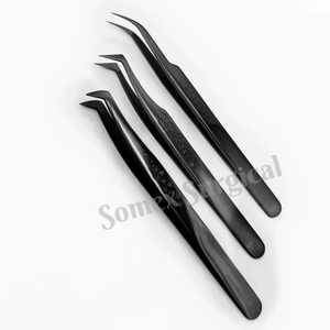 Pinces antistatiques courbées et volumineuses en acier inoxydable pour extensions de cils - Product Image 6