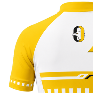 Golden Yellow <b>White</b> Short Sleeve <b>Cycling</b> <b>Jersey</b> Full Zip Quick Dry Breathable Road Bike Shirt Racing Training Sportswear - Product Image 4