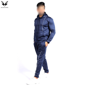 <b>Pullover</b> Style Navy Blue Color <b>Men</b> Training Jogging Wear Comfortable Product Full-Length Regular Fit Tracksuit with Full Sleeves - Product Image 2