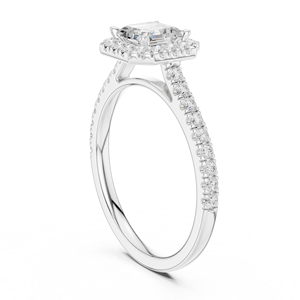 แหวนหมั้นเพชรทรง Asscher Cut ประดับด้วยเพชรแบบ Halo ผลิตจากทองคำขาว 14k คุณภาพเยี่ยมจากผู้ผลิต OEM ขายส่งเครื่องประดับคุณภาพสูง - Product Image 3