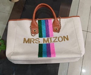 Bolso Tote Boho Chic para Mujer, Adornado con Perlas, Asa de Bambú, Bolso de Hombro con Correa de Cadena y Bordado Único - Product Image 3