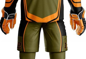 Custom <b>Ice</b> Hockey Uniform Men Adult Olive Green Orange Sublimated Moisture Wicking Full Sleeve Jersey Pants Set Winter - Product Image 2
