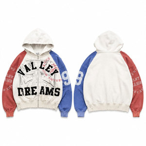 Sweat-shirt à capuche zippé surdimensionné pour homme Valley Dreams, manches raglan, coton French Terry, vêtement décontracté pour l'automne - Product Image 1