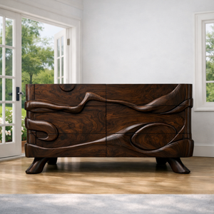 Aparador de madera hecho a mano Luxali con un diseño artístico de tallado exquisito. - Product Image 6