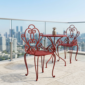 Juego de muebles de jardín de hierro forjado estilo victoriano marca KHP, resistente a la intemperie, no plegable. - Product Image 4