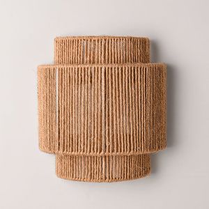 Lampe de table en jute tressée à la main Wabi-Sabi avec base en céramique sculpturale, lampe champignon en rotin de style organique moderne pour salon et chambre à coucher - Product Image 5