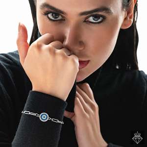 PRAO Anti-deslustre plata mal de ojo pulsera de cadena fina pulseras de eslabones - Product Image 4