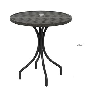 Tavolino Pieghevole in Metallo Grigio Effetto Invecchiato con Piano a Doghe per Uso Esterno - Product Image 3