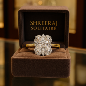 Original Charming <b>Oval</b> <b>Moissanite</b> Halo Solitaire <b>Ring</b> Premium 925 Silver 14K Gold IGI Certified Wedding Jewelry - Product Image 5