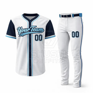 Uniformes Deportivos Personalizados de Talla Grande, Conjunto de Camisa de Verano con Botones, Bordado e Impresión en Malla y Sarga - Product Image 1