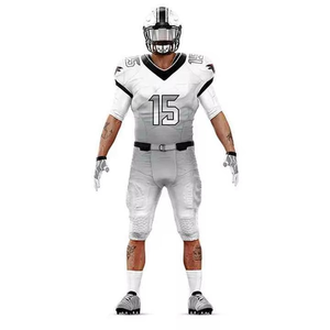 Ensemble d'uniformes de football américain personnalisés, maillot en maille 100% polyester et pantalon à taille élastique à manches courtes, kit avec col en V, taille plus - Product Image 1