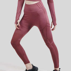 Leggings de yoga sans couture pour femmes de qualité supérieure, durables, taille haute, en coton molletonné tricoté, longueur intégrale, pour le fitness et la gym - Product Image 6