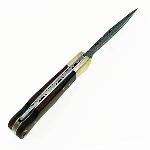 Couteau pliant artisanal à motif damas, à lame droite et pointe clip, avec verrouillage, compact, EDC, fournisseur en gros OEM ODM - Product Image 6
